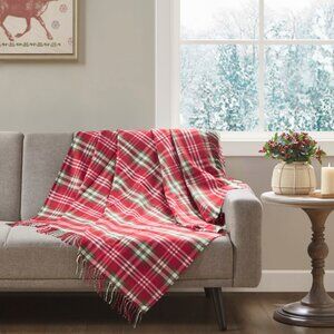 *CLEARANCE* JLA Home Holiday Plaid Throw, 50" X 60" - red Plaid